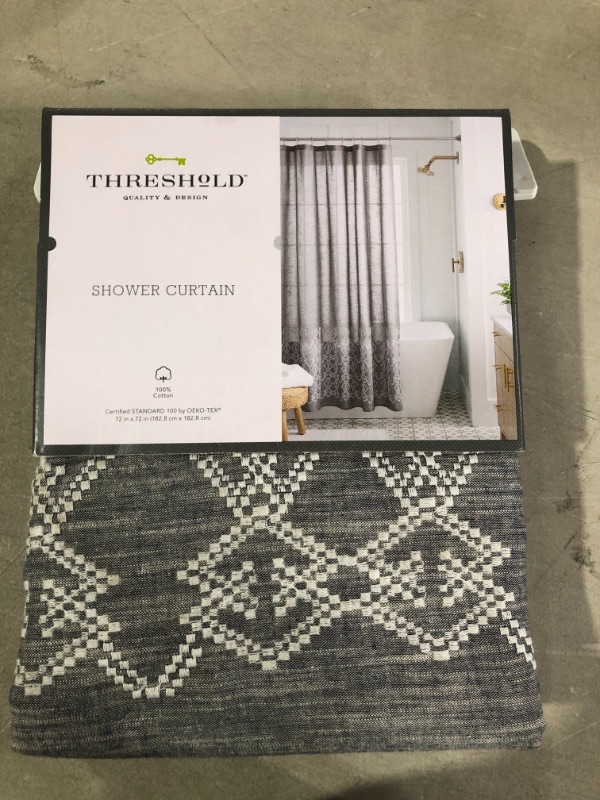 Photo 2 of Embroidered Shower Curtain Gray - Threshold