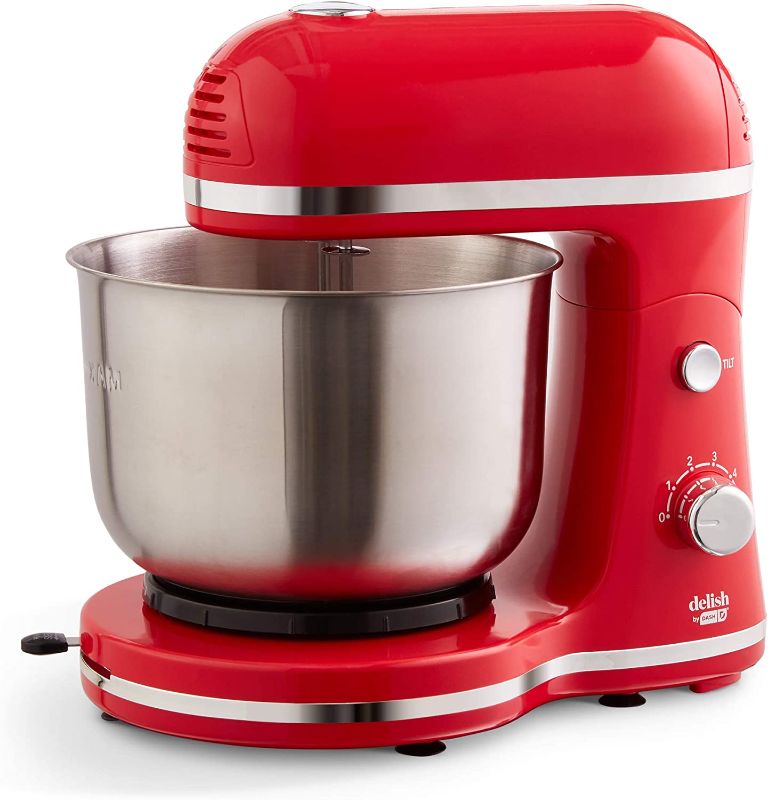 Photo 1 of [PARTS ONLY] Delish by DASH Compact Stand Mixer, 3.5 Quart with Beaters & Dough Hooks Included - Red