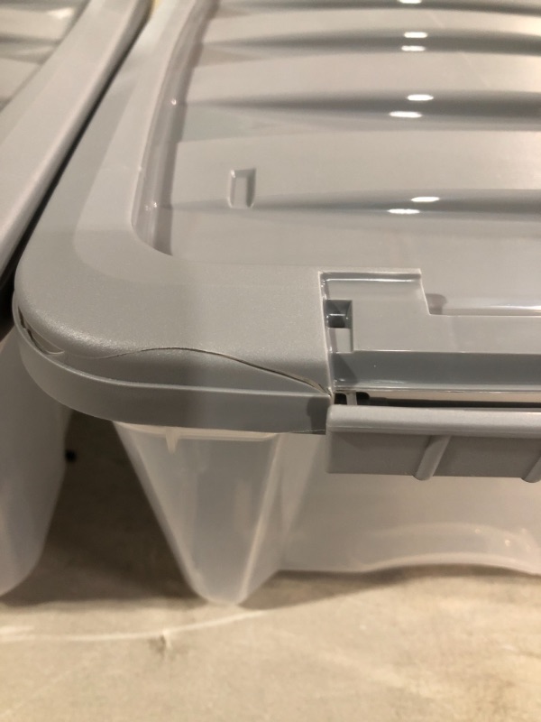 Photo 3 of 12 Quart Stackable Plastic Storage Bins with Latching Lids- Clear/ Grey- 2 pack 