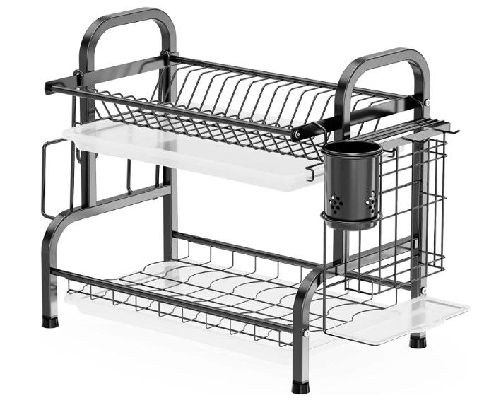 Photo 1 of iSPECLE Dish Drying Rack, 304 Stainless Steel 2-Tier Dish Rack with Utensil Holder, Cutting Board Holder and Dish Drainer for Kitchen Counter
10.2"D x 16.6"W x 16.1"H  4.3 lbs