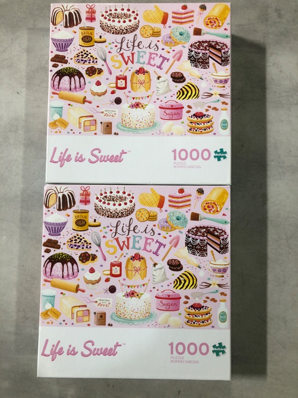 Photo 2 of [2pc] Buffalo Games - Life is Sweet - 1000 Piece Jigsaw Puzzle, Pink