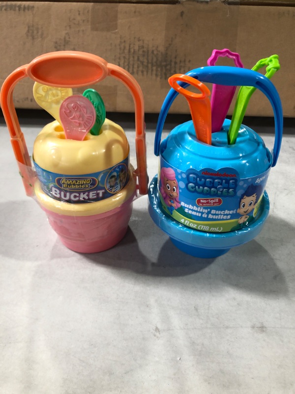 Photo 1 of [2pc] Amazing Bubbles Bucket with 3 Wands Kids Bubble Bucket - Assorted Colors