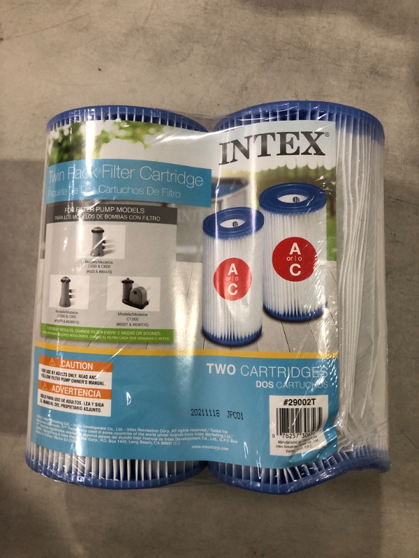 Photo 2 of Intex Recreation 29002E Twin Pack Filter Cartridge 