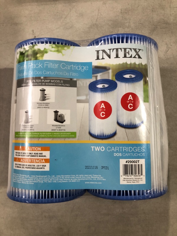 Photo 2 of Intex Recreation 29002E Twin Pack Filter Cartridge 