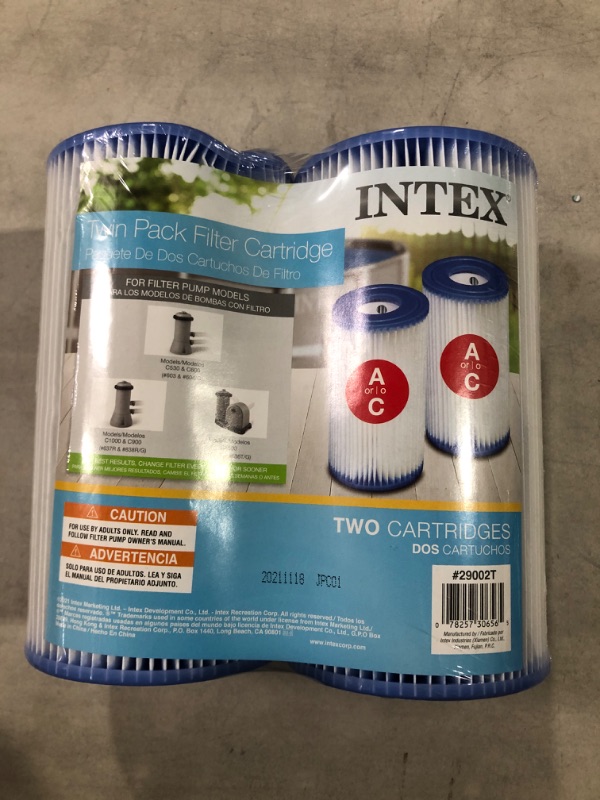 Photo 2 of Intex Recreation 29002E Twin Pack Filter Cartridge 