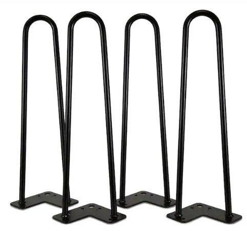 Photo 1 of Interesthing Home Hairpin Legs for Coffee and End Tables, Chairs and Rubber Floor Protectors, 6 Inches, Black