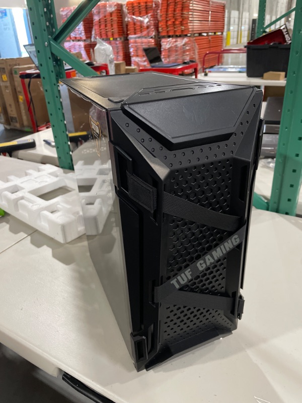 Photo 2 of ASUS TUF Gaming GT301 Mid-Tower Compact Case for ATX Motherboards with honeycomb Front Panel, 120mm AURA Addressable RBG fans, headphone hanger, and 360mm radiator support, 2 x USB 3.2
