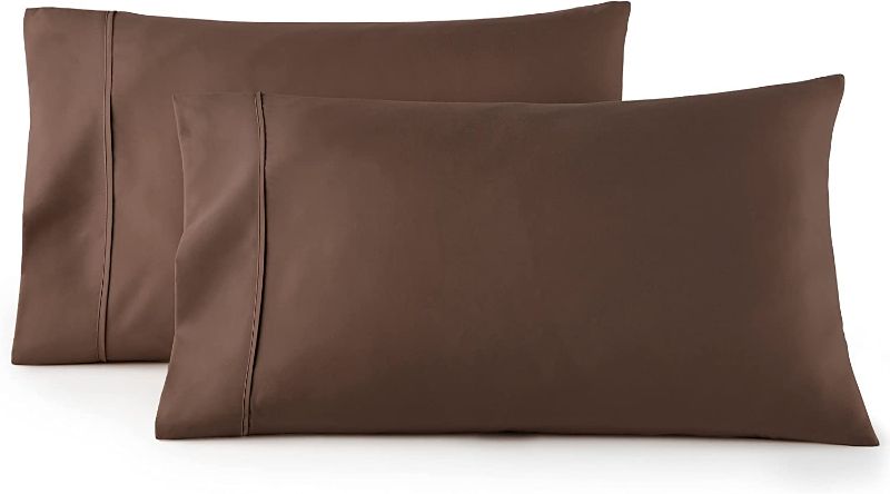 Photo 1 of HC COLLECTION Pillow Cases - Set of 2 Standard/Queen Size Pillowcases, 20" x 30", Microfiber Pillowcase Pack -Brown
