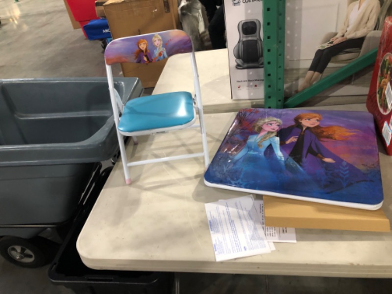 Photo 2 of Disney Frozen Activity Table & Chair Set for Toddlers 24-48M, Includes 1 Table & 1 Chair - Sturdy Metal Construction, Table: 20"L x 20"W x 16.4"H, Chair: 12"L x 11.6"W x 17.7"H - Weight Limit: 70 lbs