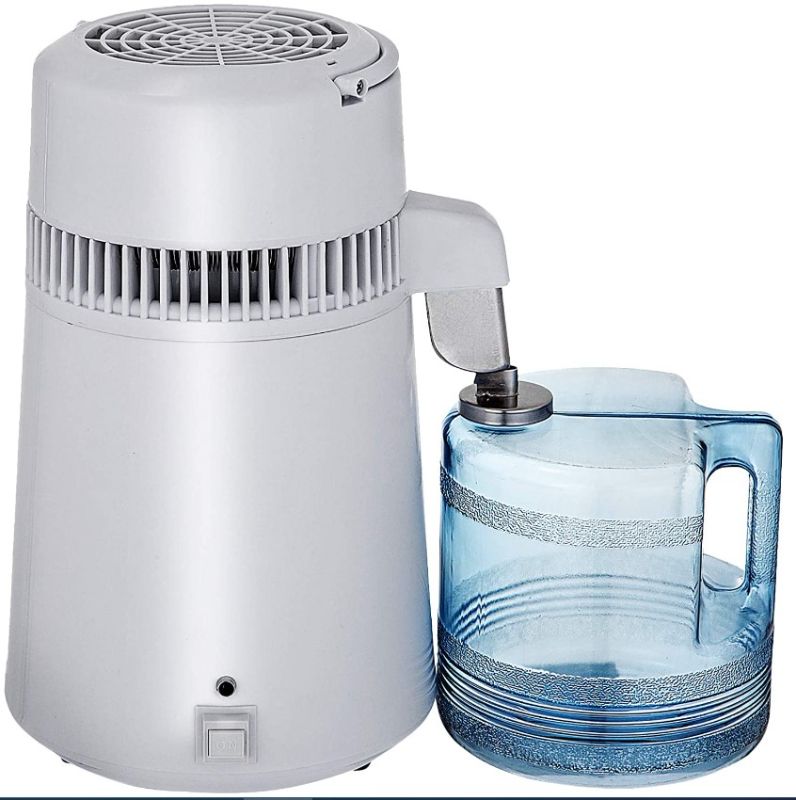 Photo 2 of *Missing carbon packages user manual and bottle of fruit cleaning powder* Mophorn Pure Water Distiller 750W, Purifier Filter Fully Upgraded with Handle 1.1 Gal /4L, BPA Free Container, Perfect for Home Use, White 