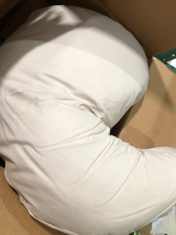 Photo 1 of Boppy Organic Cotton Fabric Cuddle Pregnancy Pillow with Removable, 100% Organic Cotton Pillow Cover | Plush Contoured Support | Prenatal and Postnatal Positioning Organic Biscuit