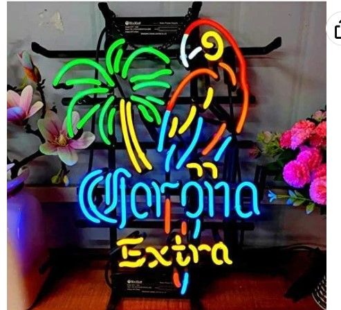 Photo 1 of Extra Parrot Lady Luck Metal Frame Neon Sign 42X32CM Real Glass Neon Sign Light for Beer Bar Pub Garage Room
