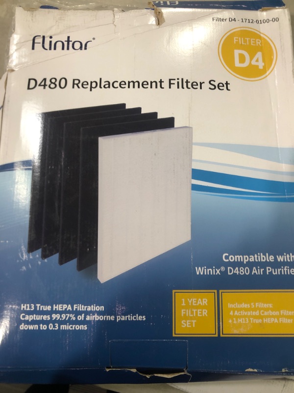 Photo 1 of Flintar D480 H13 True HEPA Replacement Filter D4, Compatible with Winix D480 Air Purifier, H13 Grade True HEPA and 4 Activated Carbon Filters, D4 Filter, Item Number 1712-0100-00