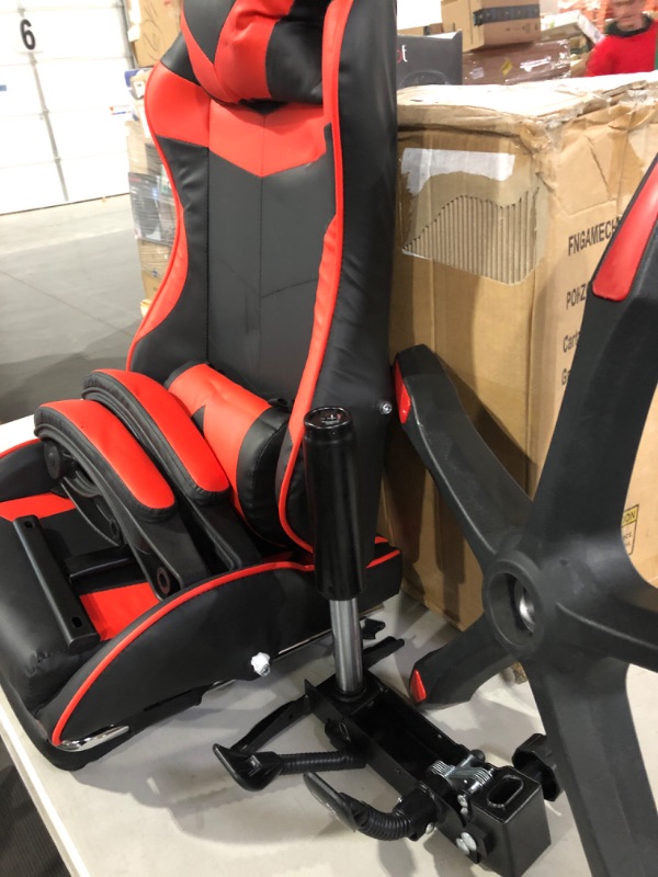 Photo 4 of Gaming Chair, Backrest and Seat Height Adjustable Swivel Recliner Racing Office Computer Ergonomic Video Game Chair with Footrest and Lumbar Support, Red/Black Red With Footrest