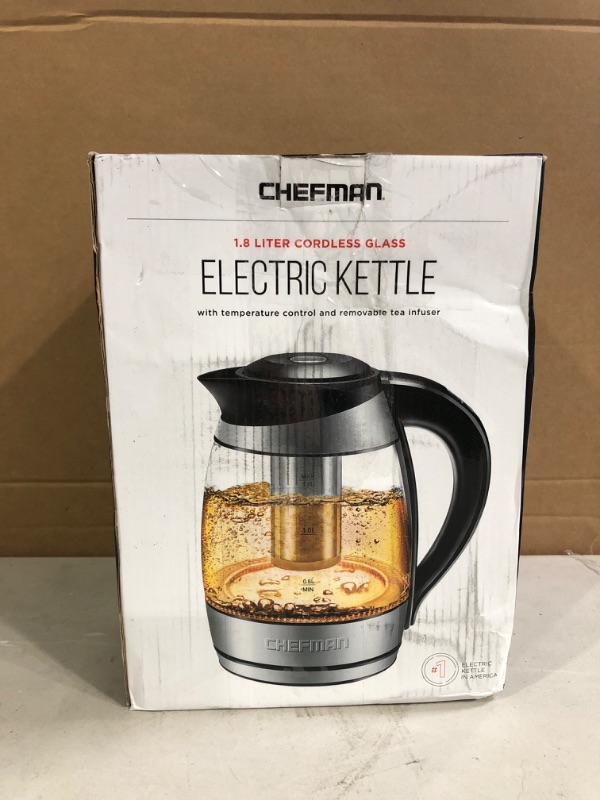 Photo 2 of Chefman Electric Kettle w/ Temperature Control, No. 1 Kettle Manufacturer in U.S., Removable Tea Infuser, 5 Presets, LED Indicator Lights, 360° Swivel Base, BPA Free, Stainless Steel, 1.8 Liters Temp. Control Electric Kettle