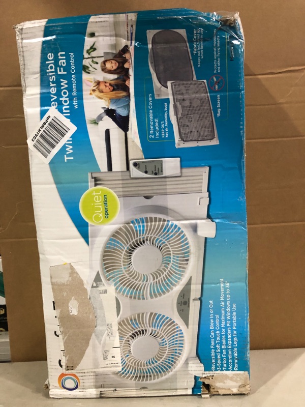 Photo 2 of Comfort Zone CZ310R 9" 3-Speed, 3-Function, Expandable, Reversible Twin Window Fan with Remote Control, Removable Cover 9" Twin Window w/ Remote 3SP Window Fan