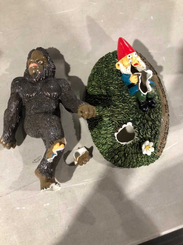 Photo 2 of BigMouth Inc. Sasquatch The Gnome Wrecker Garden Statue, 9-inch Tall Funny Lawn Gnome, Perfect for Gardens The Sasquatch Gnomewrecker