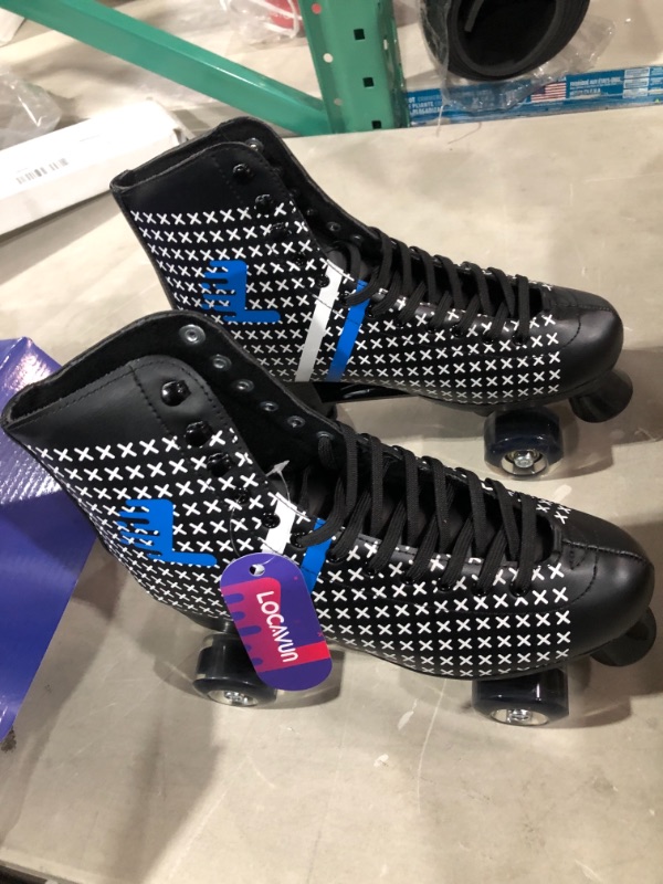 Photo 2 of Locavun Women's Roller Skates Adult Roller Skates Design PU Leather High top Roller Skates Double Row Four Roller Skates for Indoor and Outdoor Black 10-WOMEN