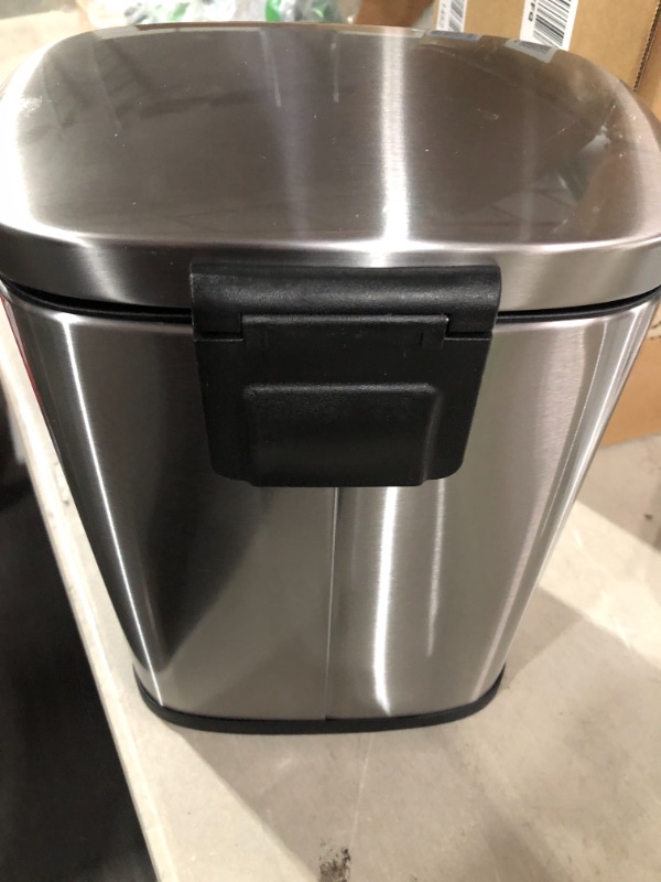 Photo 1 of Amazon Basics 5 Liter / 1.3 Gallon Soft-Close, Smudge Resistant Trash Can with Foot Pedal - Brushed Stainless Steel, Satin Nickel Finish 5L / 1.3 Gallon