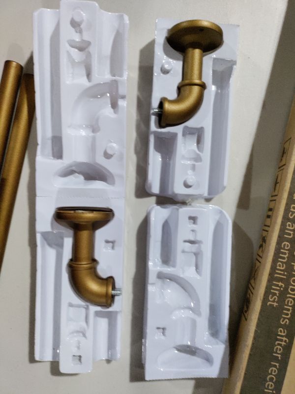 Photo 1 of [PARTS ONLY] Sun Zero - SN47076 Bronn Wrap Around Window Curtain Rod, 66-120", Aged Brass 66-120" Aged Brass