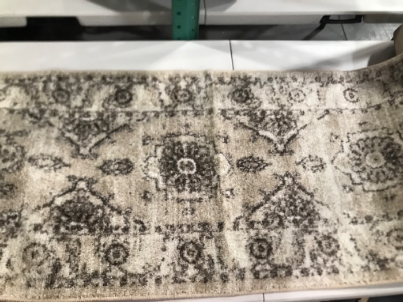 Photo 1 of 6'x2' grey/cream runner rug 