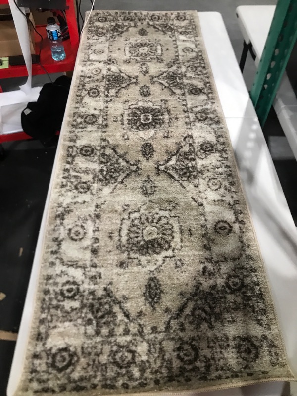 Photo 2 of 6'x2' grey/cream runner rug 