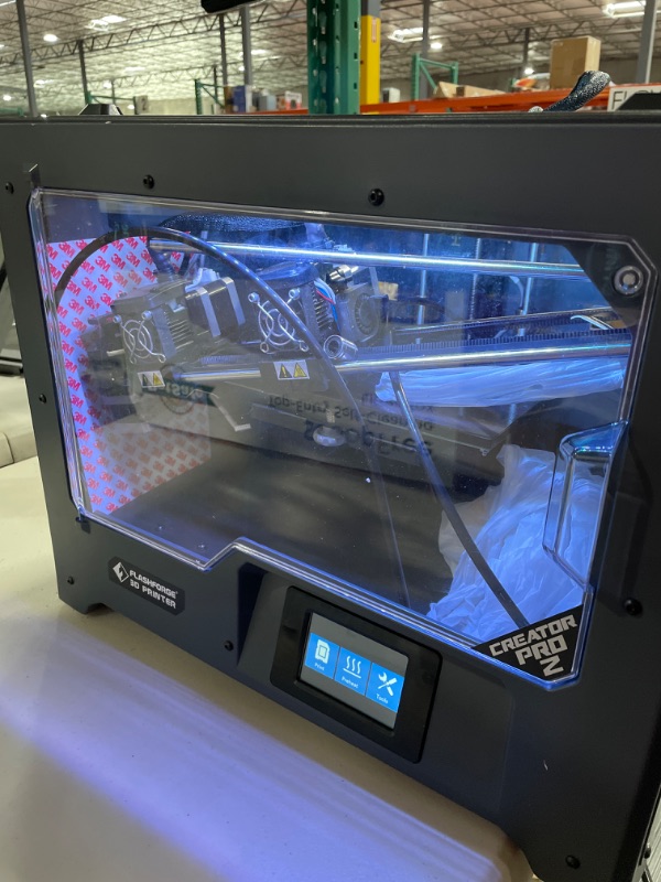 Photo 2 of FlashForge 3D Printer Creator Pro2, Independent Dual Extruder W/2 Spools, Metal Frame Structure, Acrylic Covers, Optimized Build Platform, Works with ABS and PLA