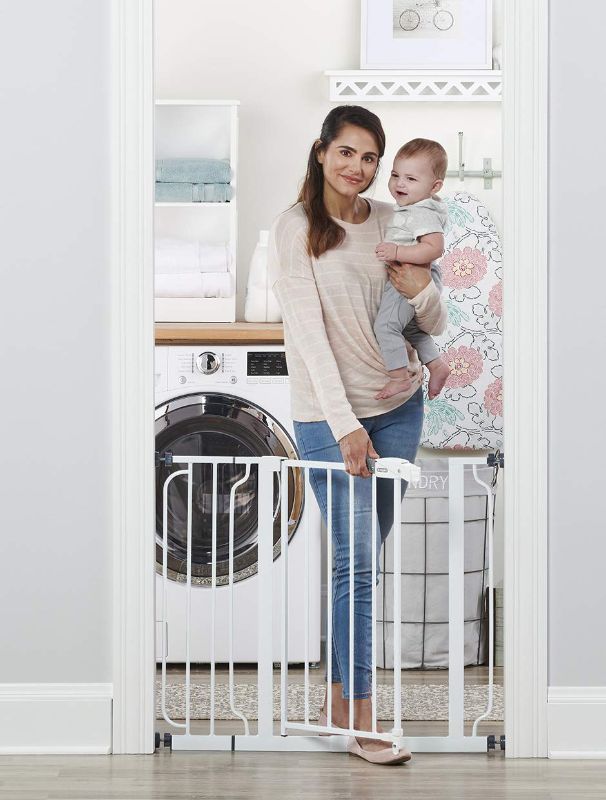 Photo 1 of ***SEE NOTES*** Regalo Easy Step 38.5-Inch Wide Walk Thru Baby Gate, Includes 6-Inch Extension Kit, 4 Pack Pressure Mount Kit, 4 Pack Wall Cups and Mounting Kit
