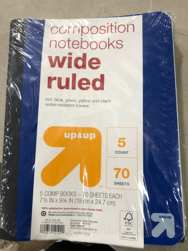 Photo 2 of 5pk Wide Ruled Solid Composition Notebooks 