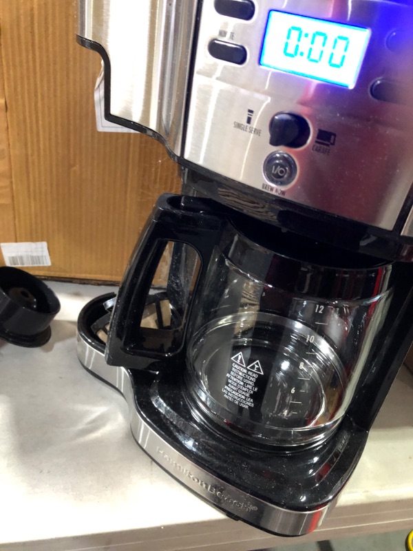 Photo 3 of Hamilton Beach 2-Way Brewer 49980A, Single Serve Coffee Maker and Full 12 Cup Coffee Pot, Stainless Steel, Programmable