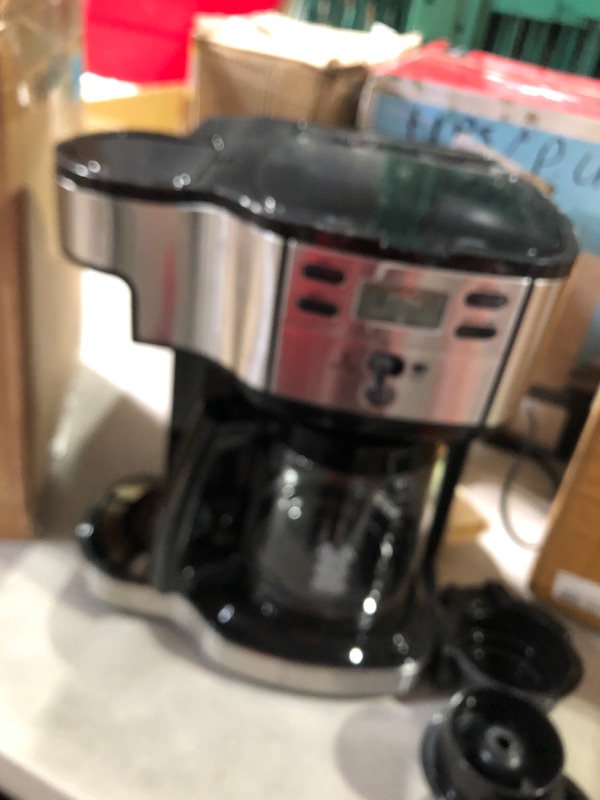 Photo 1 of Hamilton Beach 2-Way Brewer 49980A, Single Serve Coffee Maker and Full 12 Cup Coffee Pot, Stainless Steel, Programmable
