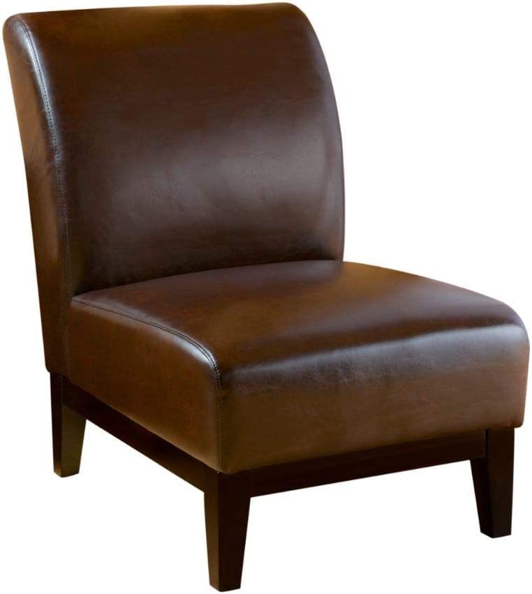 Photo 1 of Christopher Knight Home Darcy Leathery Slipper Chair - Brown