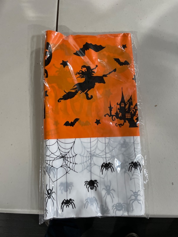 Photo 2 of 2 Pack Halloween Haunted House and Spider Tablecloths with 12 Pcs Halloween Balloons, Trick or Treat Halloween Tablecloth - Halloween Rectangle Table Cover for Halloween Decorations and Party Supplies