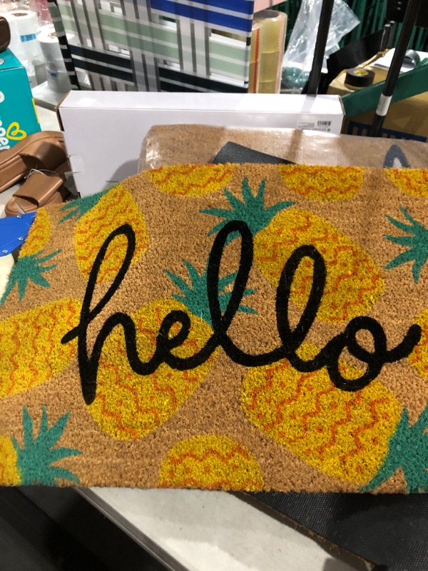 Photo 3 of 16x26 Hello Pineapples Doormat Yellow - Sun Squad