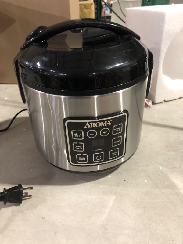 Photo 2 of Aroma Digital Rice Cooker and Food Steamer, Silver, 8 Cup