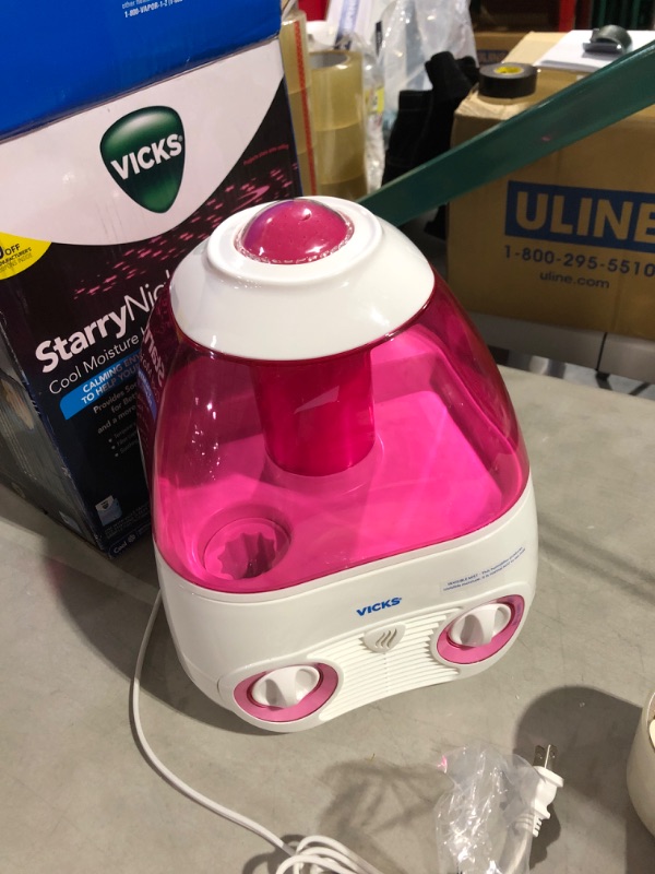 Photo 1 of Vicks Starry Night Cool Moisture Humidifier with Projector & VapoPad Scent Pad Heater, Pink