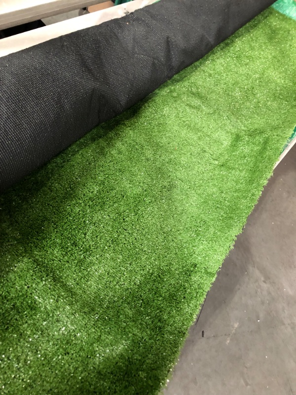 Photo 3 of Artificial Grass Rug 0.4" Customized Sizes,6FTX10FT Fake Grass Turf Mat Synthetic Lawn Carpet,Faux Grass Landscape for Décor,Astroturf for Dogs with Drain Holes 6FTx10FT 6 Ft Customized