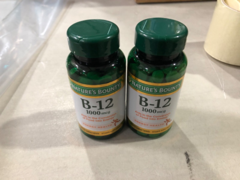 Photo 2 of Nature's Bounty Vitamin B12, Supports Energy Metabolism, Tablets, 1000mcg, 200 Ct Unflavored 2 bottles