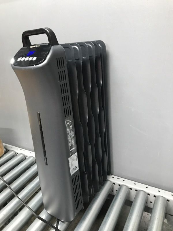 Photo 3 of Amazon Basics Portable Digital Radiator Heater with 7 Wavy Fins and Remote Control, Black, 1500W Digital Control