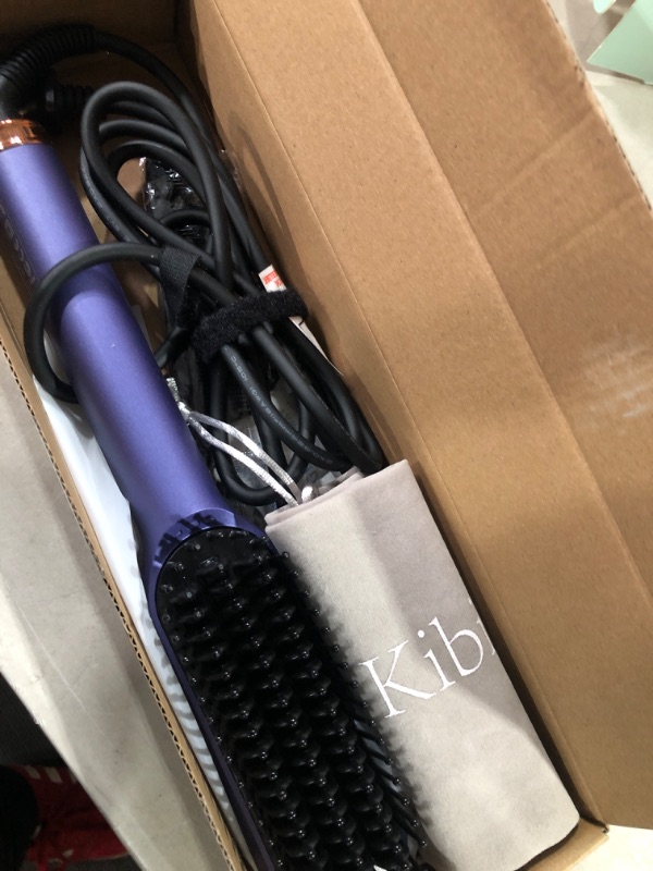 Photo 2 of Hair Straightener Brush, Straightening Brush with 30s Fast Heating, Negative Ion Brush Straightener with Anti-Scald Feature, Dual Voltage, Auto-Off Safe& Adjustable Temperature for All/Thick Hair