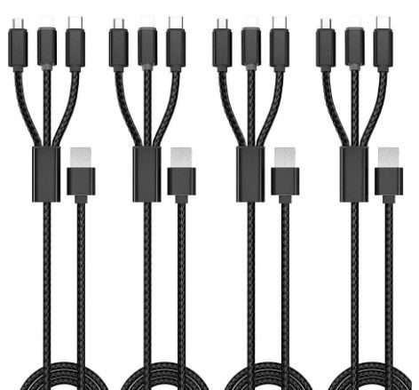 Photo 1 of Multi Charging Cable, 4Pack/3.3FT 3 in 1 Fast Charging Cord Adapter with USB-C, Micro USB Port Connectors, Nylon Braided Universal USB Cable for Cell Phones, Android Devices and More…
