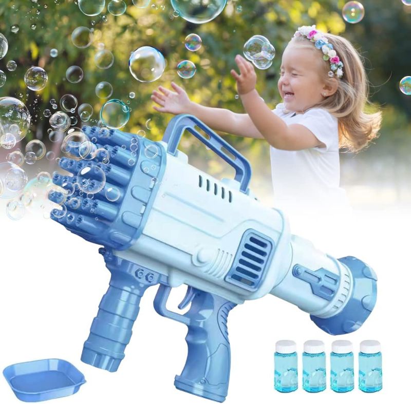 Photo 1 of Bubble Machine for Toddlers, 32-Hole Bubble Blower Rocket Launcher for Kids Bubble Maker Machine Gifts Bubble Blaster Toys for Activity Birthday Party Wedding Social Outing, Pink