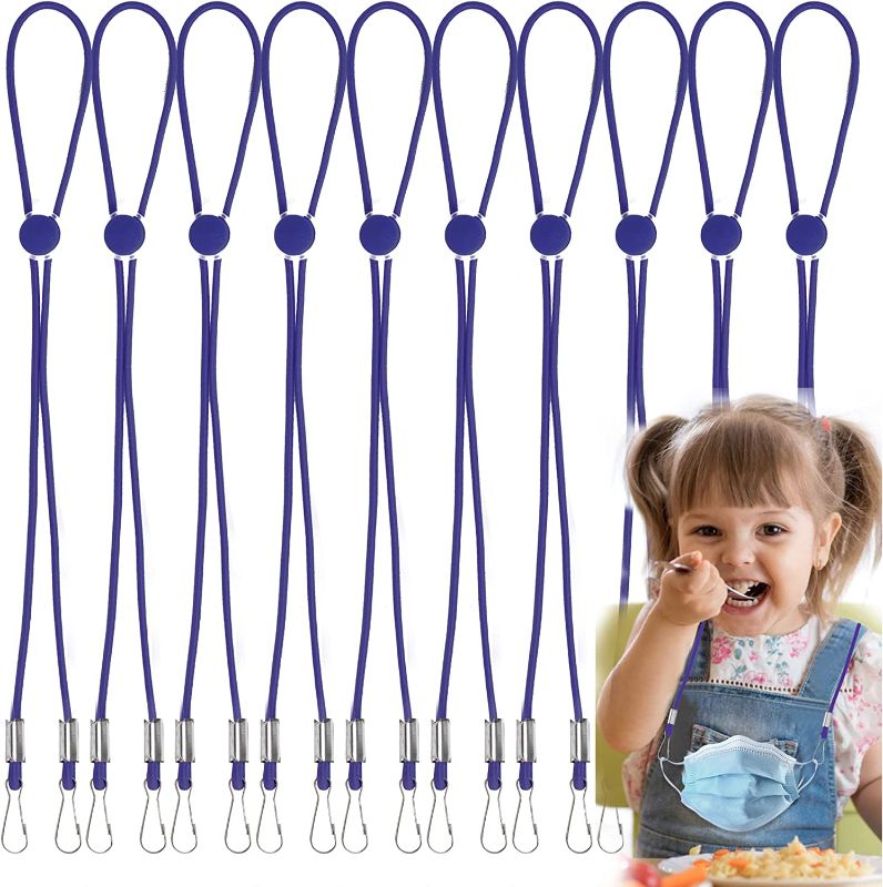 Photo 1 of 10 Packs Mask Lanyard for Kids, Mask Holder Adjustable Mask Lanyard with Clips (Purple Blue)
