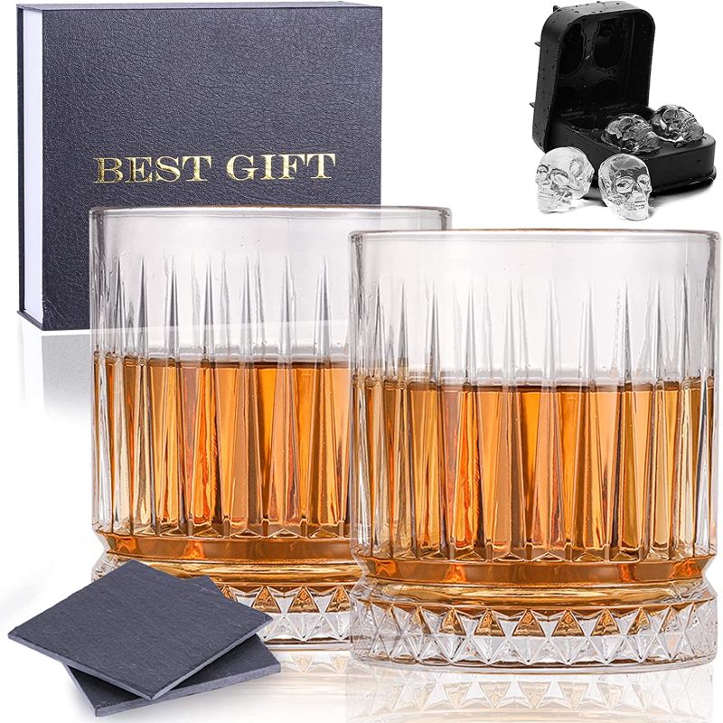 Photo 2 of Whiskey Glasses Gift Box Set - 12oz Crystal Bourbon Wiskey Tumblers - Set of 2 Glasses -