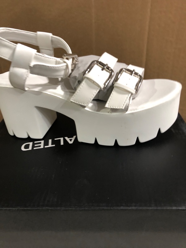 Photo 2 of KEIIYJ Women's Platform Multi Buckle Ankle Strap Chunky Block Heel Sandals(JAFFA30) 6 Jaffa31-wh