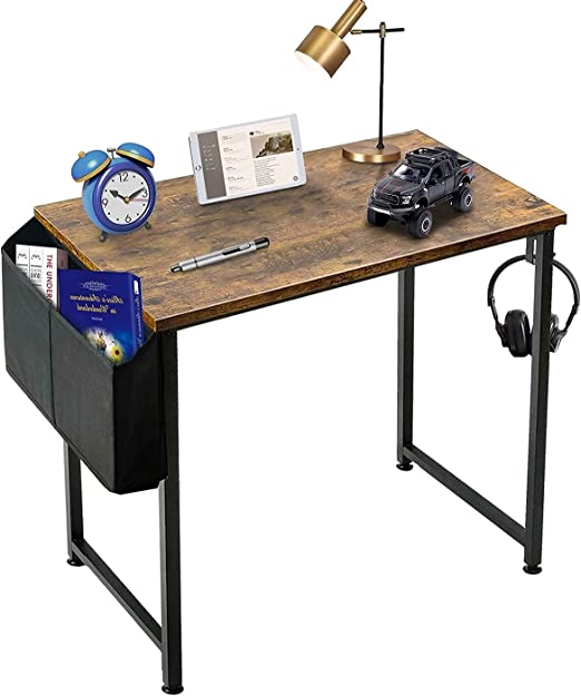 Photo 1 of Computer Table Desk Small Student Study Writing for Home Office Bedroom School Work PC Workstation,Rustic 30 31 Inch 31.5 Inch Rustic Brown
