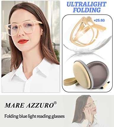 Photo 1 of MARE AZZURO Folding Blue Light Blocking Reading Glasses Women Computer Readers 1.25 