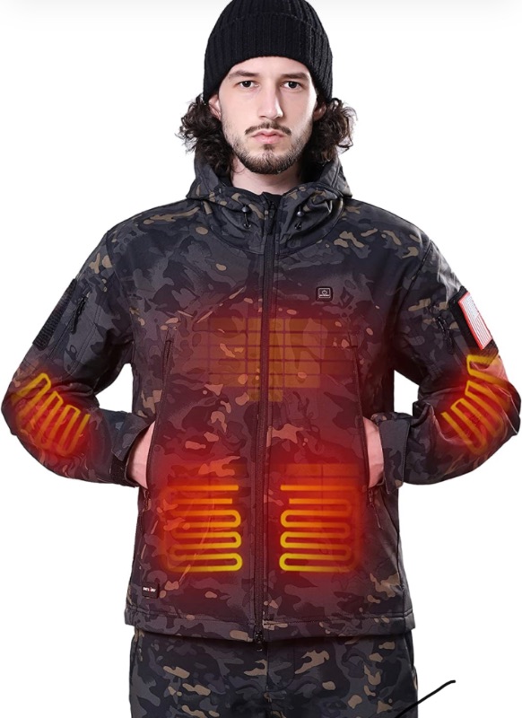 Photo 1 of DEWBU Heated Jacket with 12V Battery Pack Winter Outdoor Soft Shell Electric Heating Coat