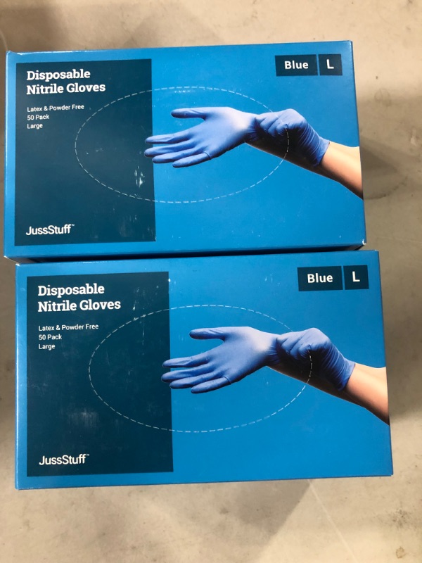 Photo 2 of (2) Disposable Nitrile Gloves Blue 50 pk