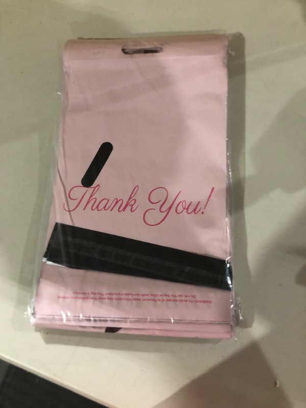 Photo 2 of Pink Poly Mailers with Handle 10x13, 100 Pack  Thank You Shipping bags 